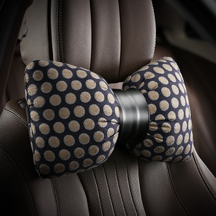 蓝波点汽车头枕高级车载座椅护颈枕创意车用枕头车内装饰用品大全