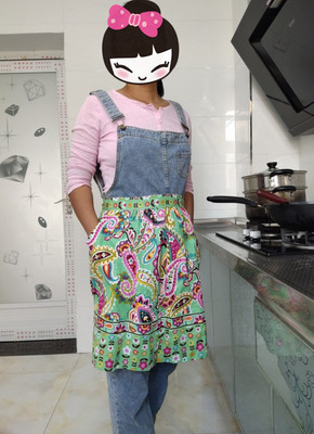 田园民族风印花短款清洁烹饪围裙