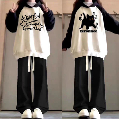 薄/加绒早秋卫衣长裤套装女2025