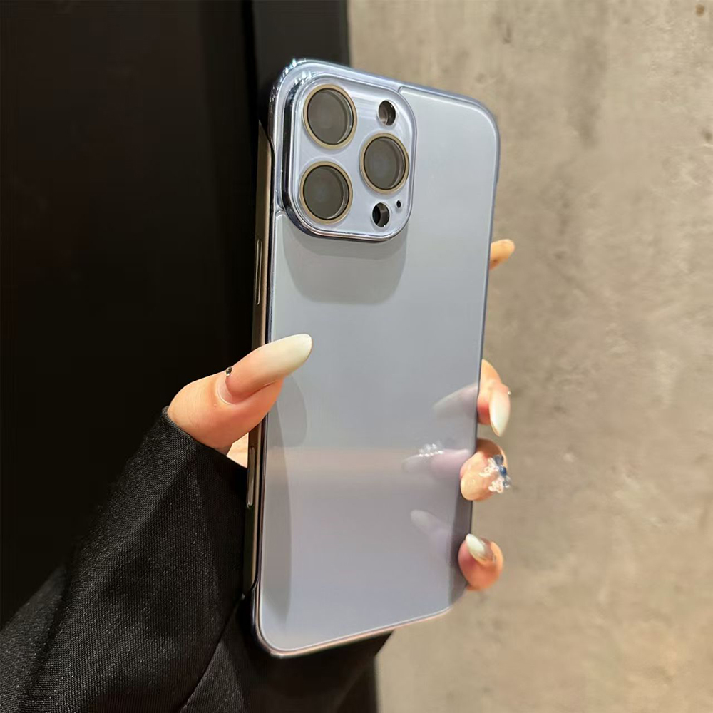 ins风无边框玻璃适用iPhone16Promax手机壳个性苹果15镜头膜14plus纯色电镀13情侣时尚12小众11高级感保护套