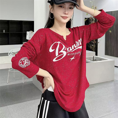 秋冬新款纯棉T恤磨毛圆领上衣