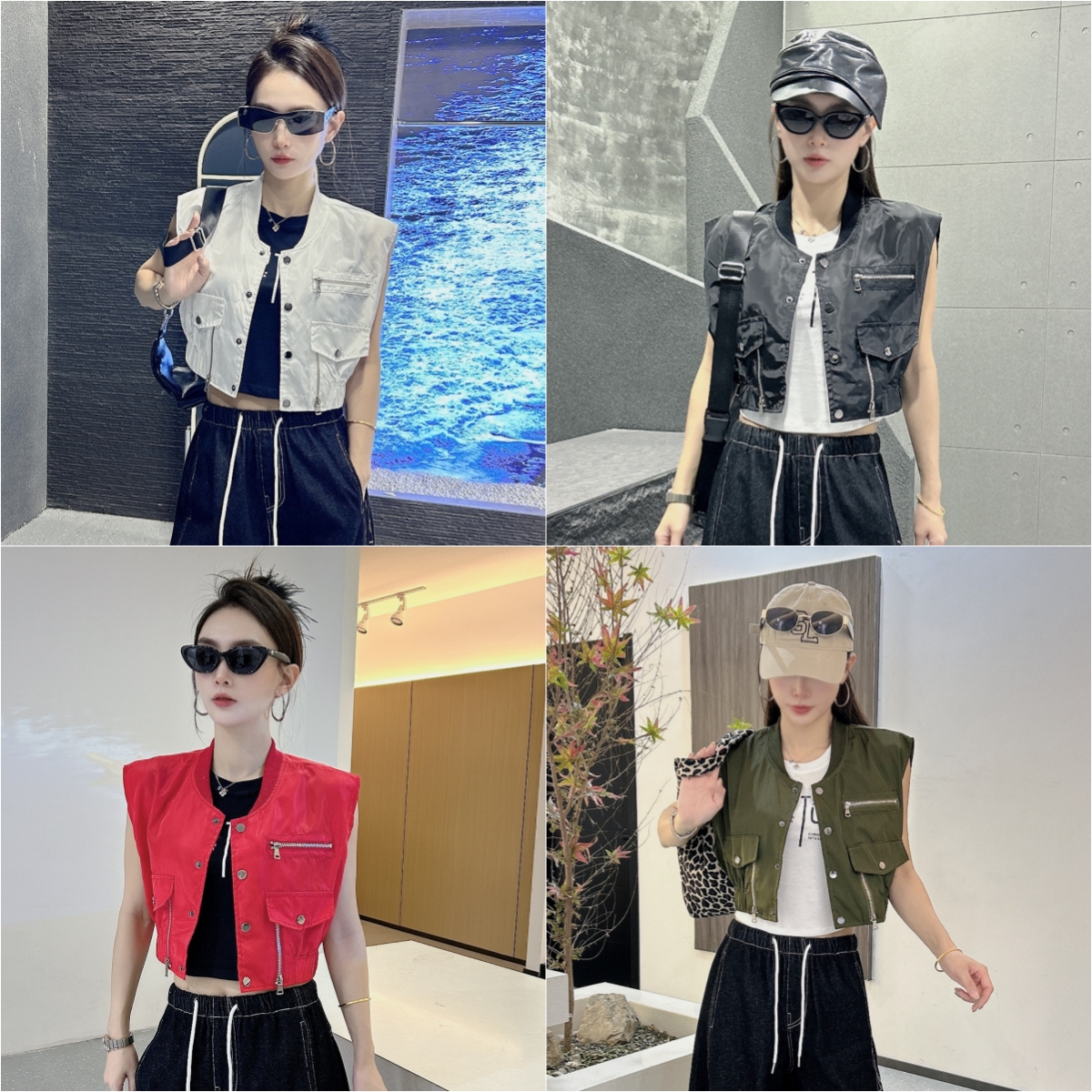 9599重工美式拉链马夹拼接砍袖