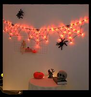 2026 Halloween string LED spider web Lights, Ghost Festival props, festival atmosphere decoration, night lights, remote control colored lights thumbnail 4