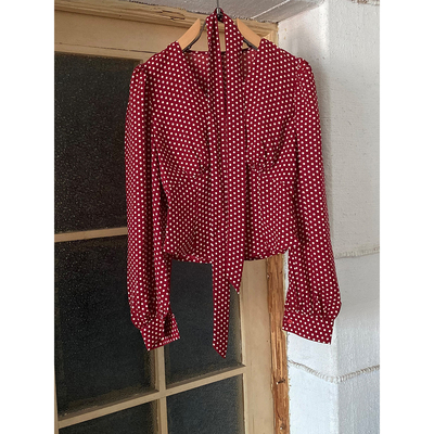 气质红色长袖波点衬衫女2025秋季新款盐系轻熟设计感上衣洋气衬衣