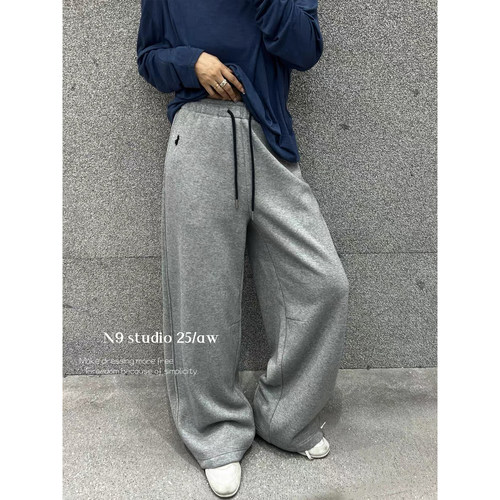 N9卫裤女秋冬新款韩版宽松显瘦百搭休闲裤女加绒弯刀裤N25-976
