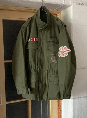 more有熊外套女2025秋季宽松收腰显瘦休闲字母绿色工装时尚上衣