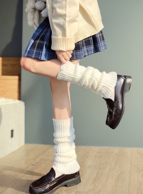 原宿风日系袜套白色学院风堆堆袜子lolita小腿袜jk针织女中筒袜
