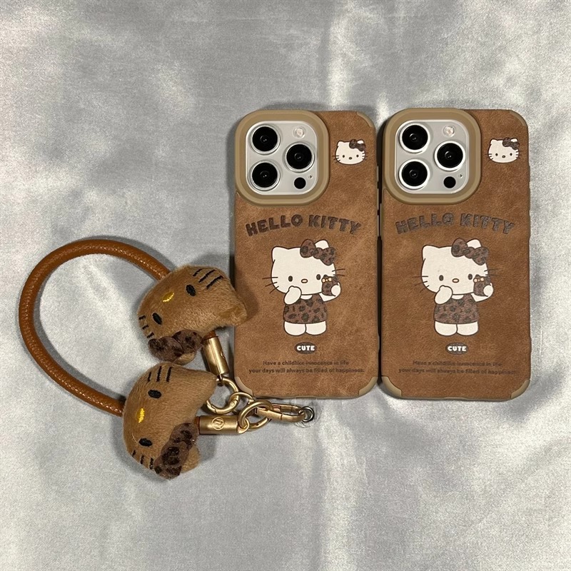 可爱皮质豹纹kt猫适用华为mate70pro手机壳8带挂绳nova13高级感p50卡通荣耀200防摔100硅胶magic7女款软x60i