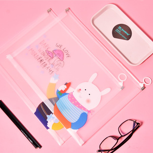 卡通A4文件袋透明批发拉边袋儿童防水资料袋学生考卷资料收纳袋子