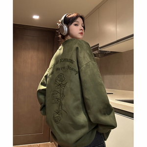 春季麂皮绒圆领套头情侣卫衣 W602/P48图片
