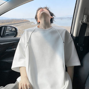 白色 麂皮绒铆钉短袖 男士 T恤 P16 DT2605