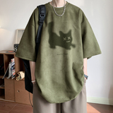 麂皮绒小猫烧花短袖T恤T386/特批25控38，男装T恤，电商C413