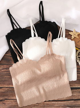 少女系吊带美背背心时尚细带透气带胸垫舒适裹胸一片式内衣#46903