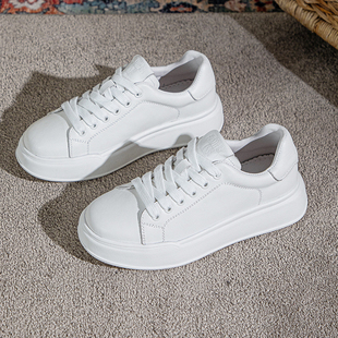 头层牛皮大码女鞋41—43百搭轻便真皮透气小白鞋42平底板鞋休闲鞋