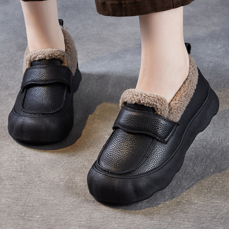 头层牛皮一脚蹬毛毛口鞋大码女鞋