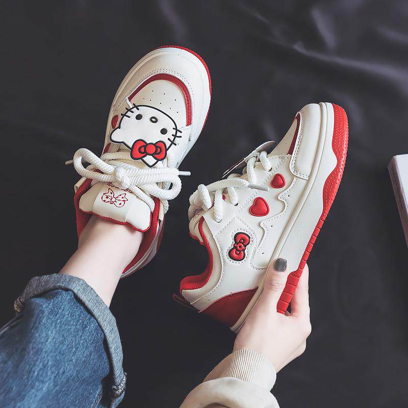 人本大童小白鞋女2025春季新款初中生厚底拼色休闲运动鞋女生板鞋
