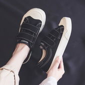 板鞋 人本魔术贴女鞋 休闲透气百搭小白鞋 百搭懒人帆布鞋 2026年新款