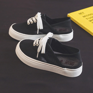 环球镂空女鞋2026夏季新款透气小白鞋女厚底网面帆布鞋网眼板鞋子