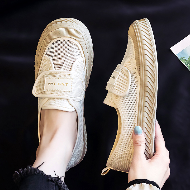 人本浅口网面帆布鞋女夏季新款