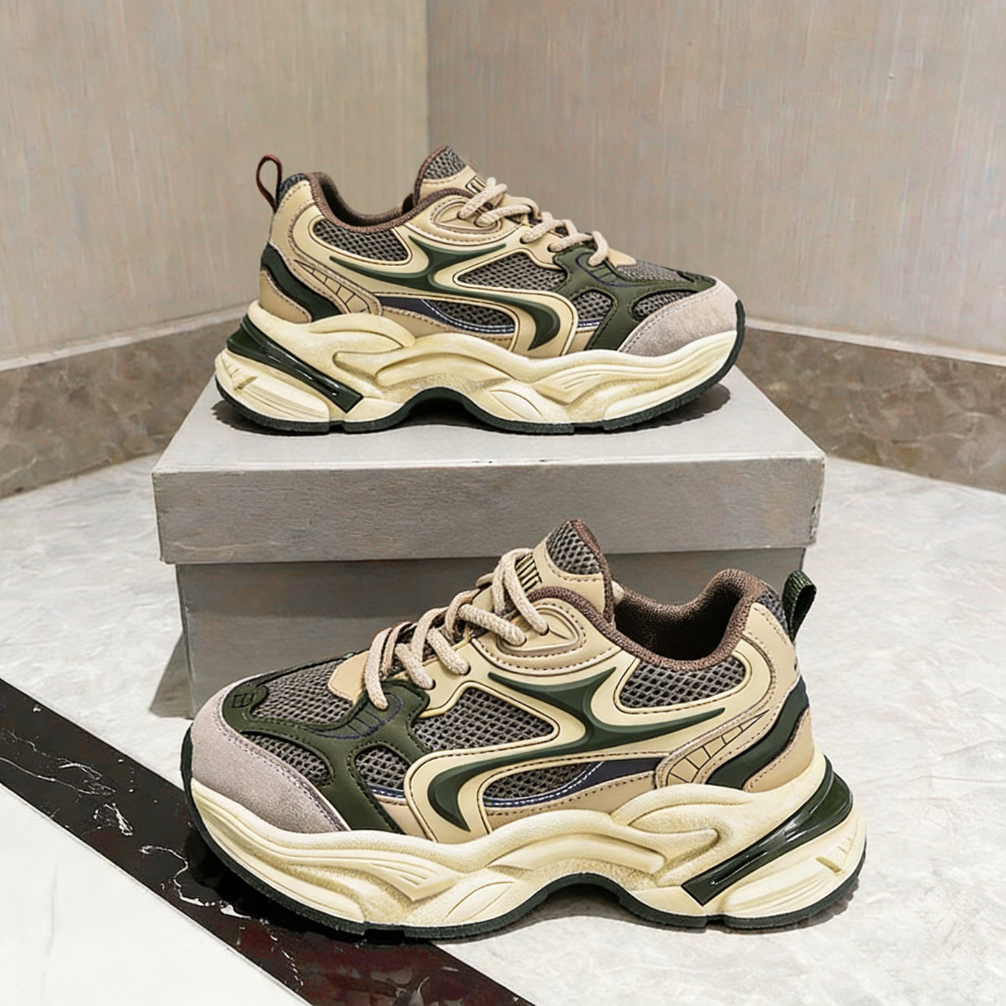 欧洲站男鞋春季2026新款潮牌高级感运动学生增高休闲超火老爹潮鞋,流行男鞋,老爹鞋,淘宝优惠券,粉丝福利购,淘宝优惠卷