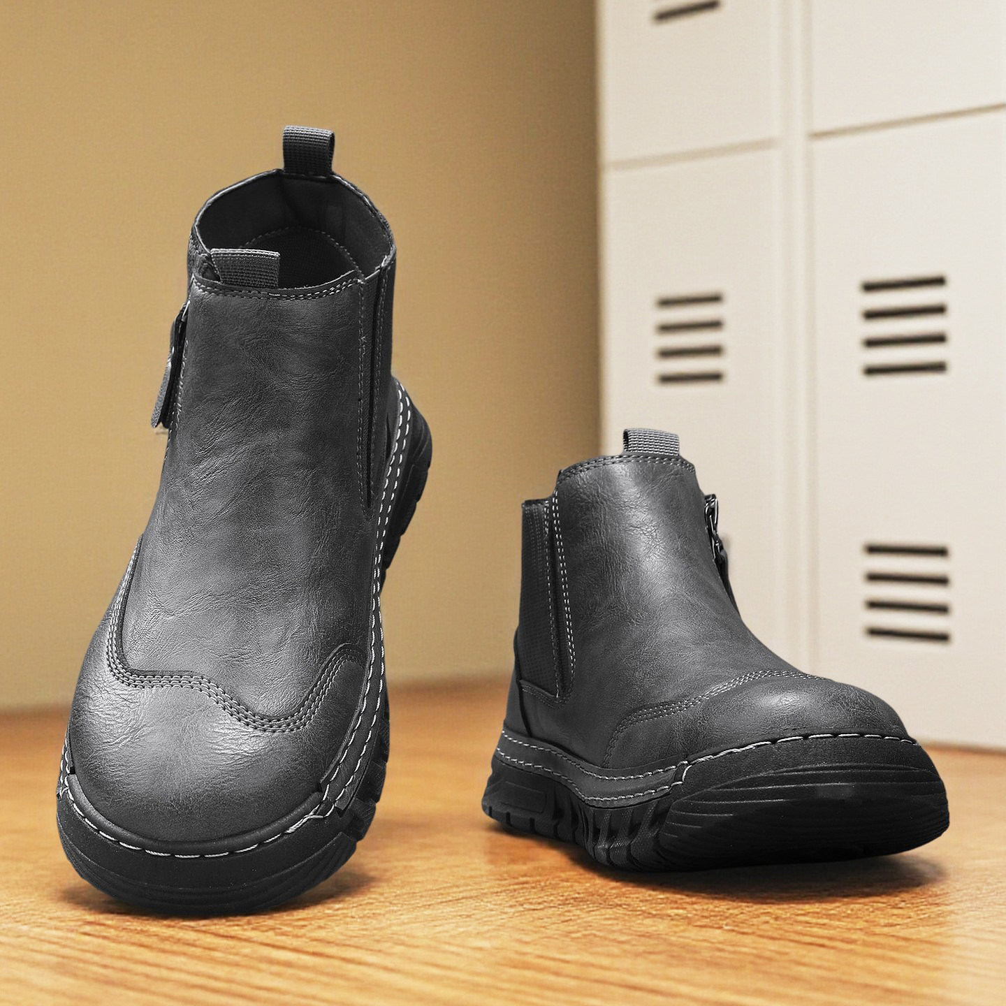 工装男鞋春季休闲户外登山马丁靴运动工作干活软底不累脚劳保短靴