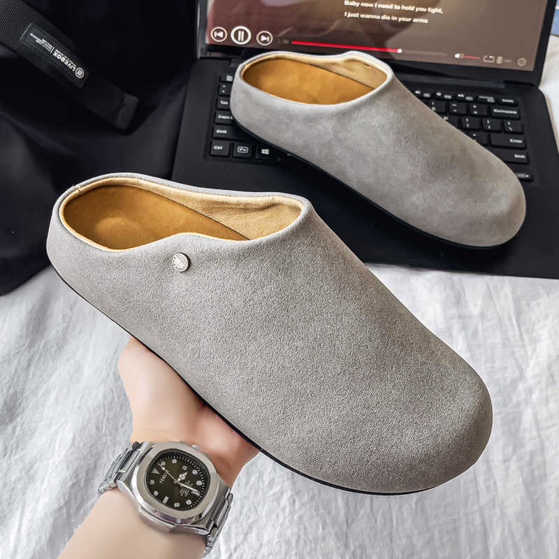 包头勃肯半拖鞋男冬季外穿软底懒人一脚蹬办公室替换无后跟穆勒鞋,流行男鞋,包头拖,淘宝优惠券,粉丝福利购,淘宝优惠卷