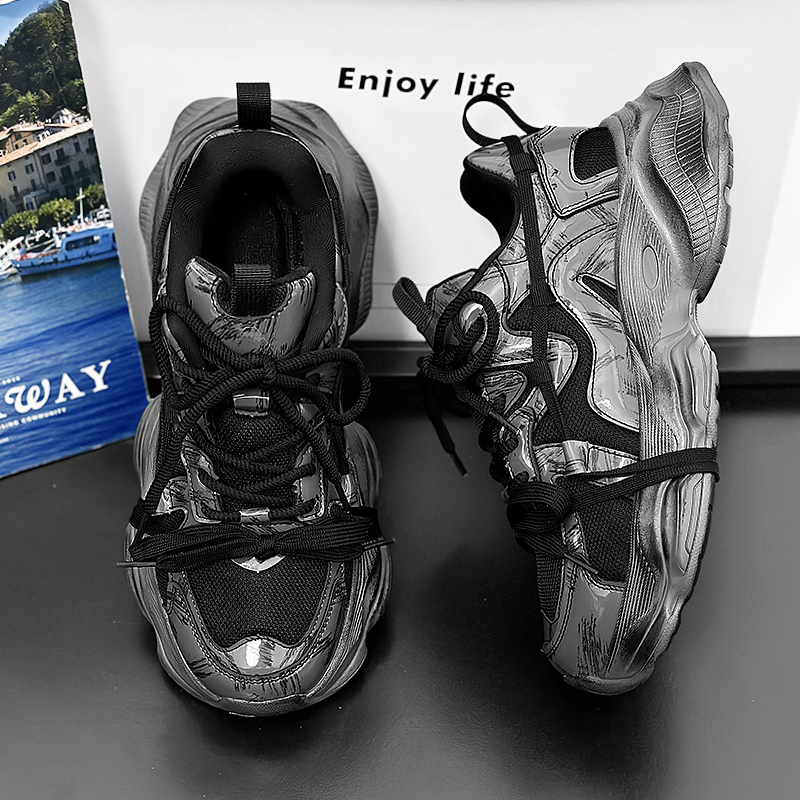 男鞋冬季2025新款运动休闲跑步增高超火复古做旧莆田巴黎老爹潮鞋