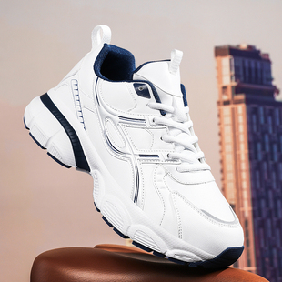 男鞋冬季学生休闲跑步减震软底超轻运动特大码454647白色老爹潮鞋
