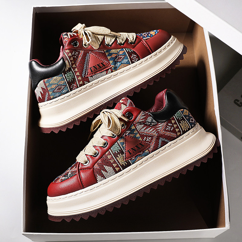 本命年红色男鞋春季青少年学生休闲厚底板鞋运动小众印花百搭潮鞋,流行男鞋,休闲板鞋,淘宝优惠券,粉丝福利购,淘宝优惠卷