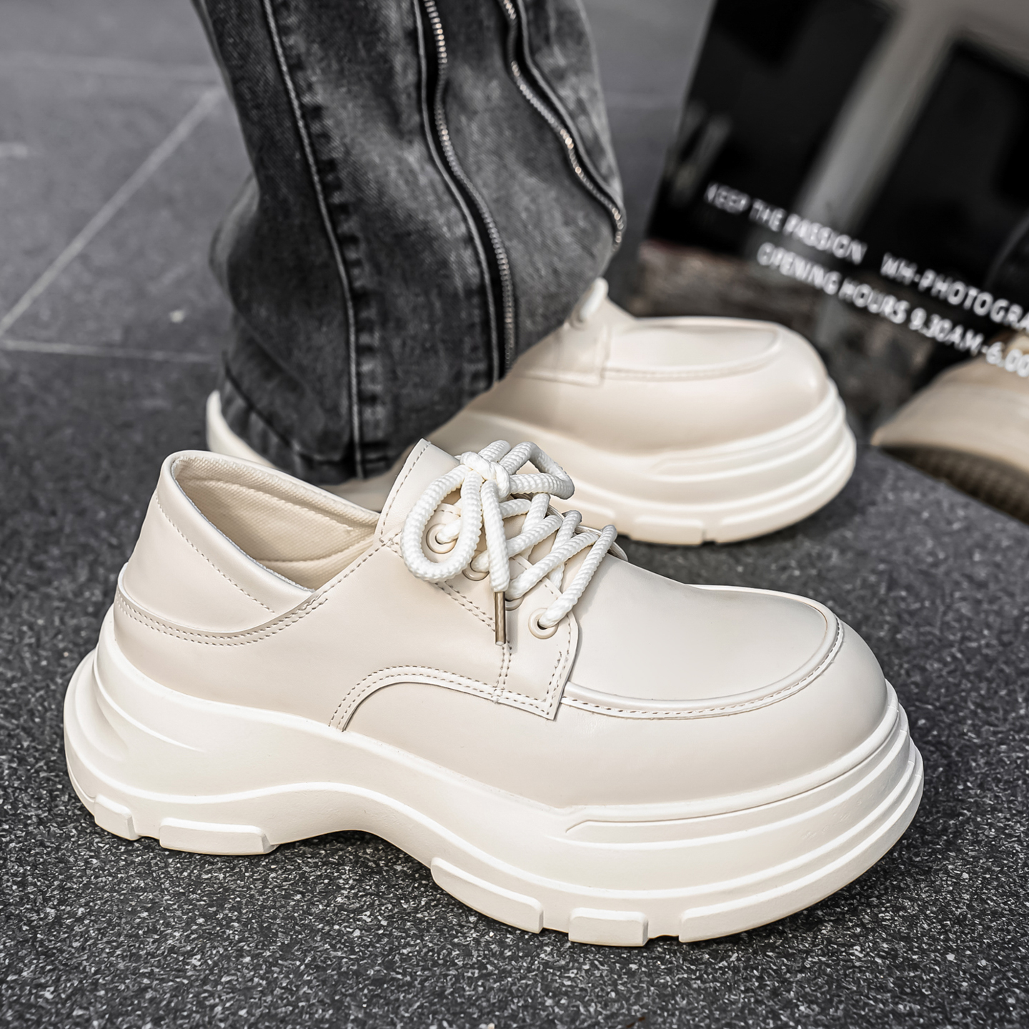 德比男鞋冬季商务正装休闲运动厚底上班通勤英伦雅痞增高大头皮鞋