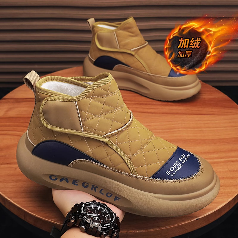 SNOW BOOTS MENS SHOES WINTER FLEECE THICKENED SPORTS WATERPROOF COLD-PROOF ONE-FOOTED HIGH-TOP COTTON BOOTS BREAD WARM COTTON SHOES