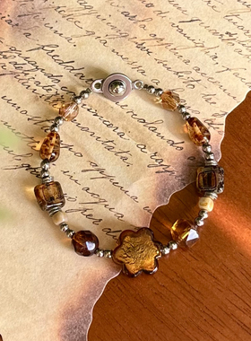 「琉璃似梦」进口捷克琉璃珠手链钛钢不掉色新款小众气质手串手饰