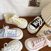 多巴胺女鞋 透气百搭软底小白鞋 2026新款 薄款 春季 小众芒果头帆布鞋