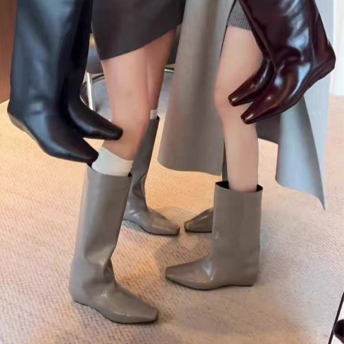 2025秋冬骑士靴女套筒中筒靴女