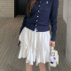 JAMUUS温柔风小白花不规则蕾丝拼接半身裙甜美仙气a字蛋糕短裙