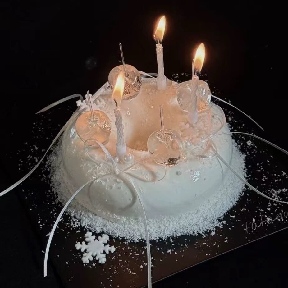 网红透明樱桃蛋糕装饰唯美白色雪蛋糕/烘焙装饰用品