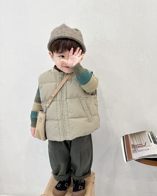 男童羽绒棉马甲2024新款秋冬童装儿童外穿棉服冬装宝宝洋气马夹潮