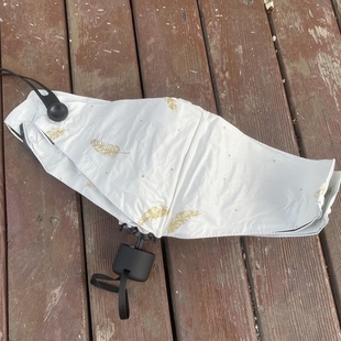 夏季 简约羽毛五折黑胶折叠口袋太阳伞 便携式手动学生收纳女生伞