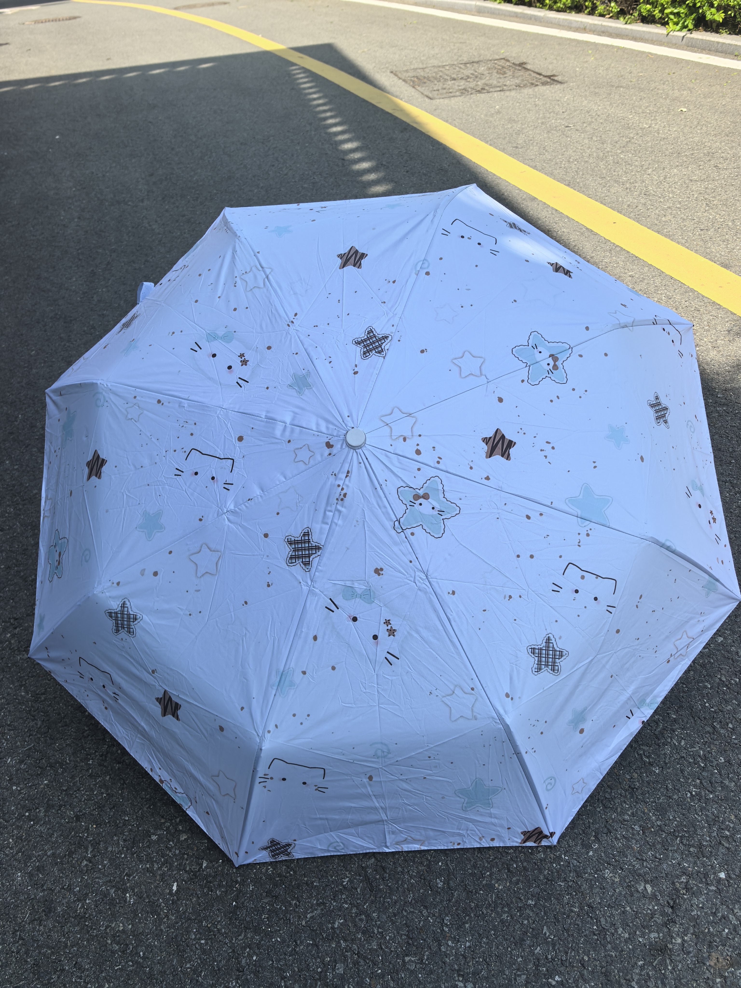 hellokitty星星遮阳全自动黑胶晴雨两用太阳女可爱kt小巧防晒学生