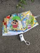 全自动小新透明雨伞卡通学生网红伞折叠可爱学生成人加厚雨伞街拍