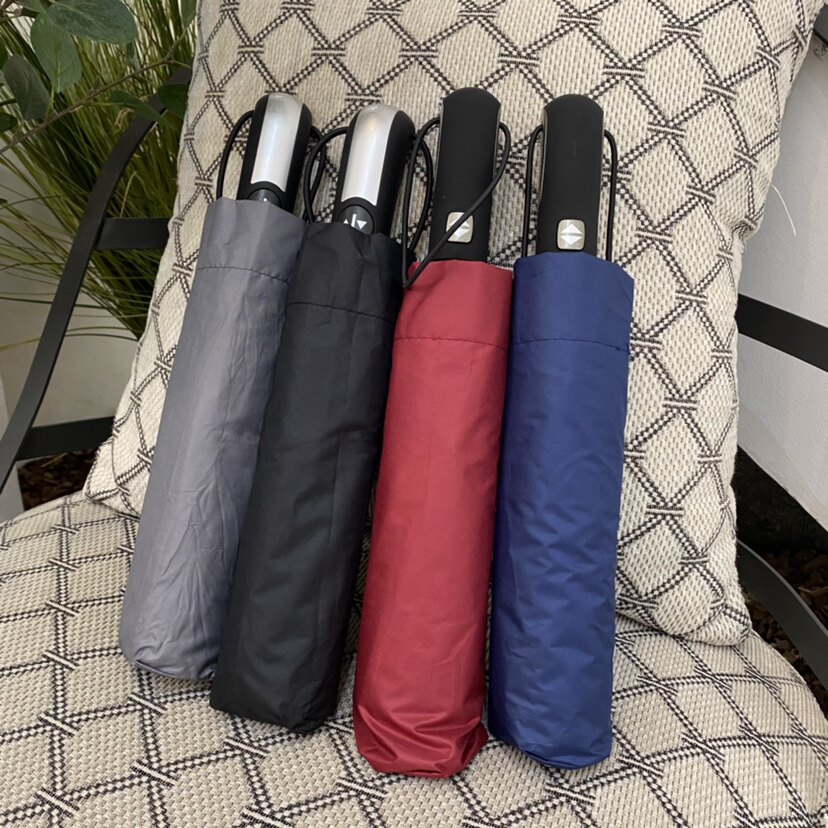 夏季纯色商务大号全自动折叠伞 10骨加固黑胶晴雨两用遮阳学生伞