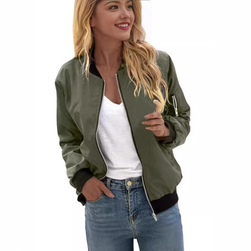Women's zipper baseball jacket for outerwear