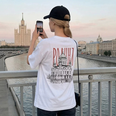 欧美风新款时尚休闲百搭印花短袖T恤上衣 Casual printed T-shirt