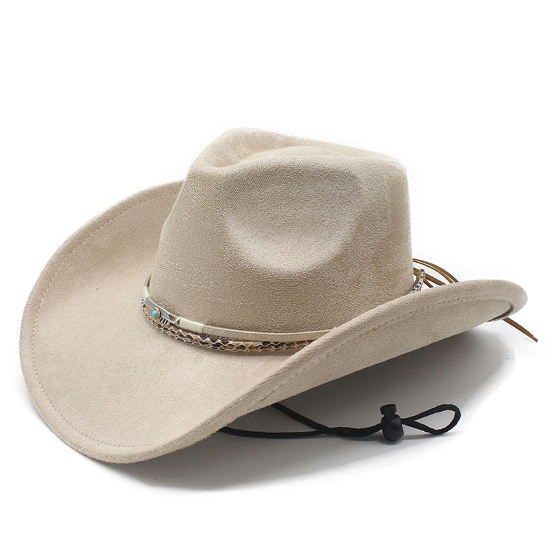 仿麂皮绒帽子男女大沿帽骑马帽西部爵士帽乡村休闲风 Western Hat