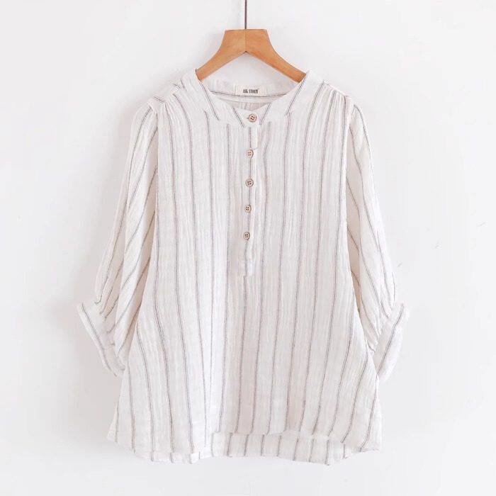 上衣女大码胖mm遮肚子2026春秋新款竖条纹T恤宽松蝙蝠袖打底衫