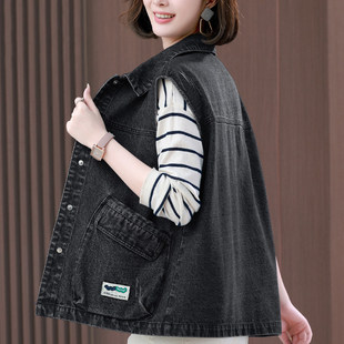 牛仔马甲休闲背心外套马夹 胖mm宽松百搭上衣2025春秋新款 女装 大码