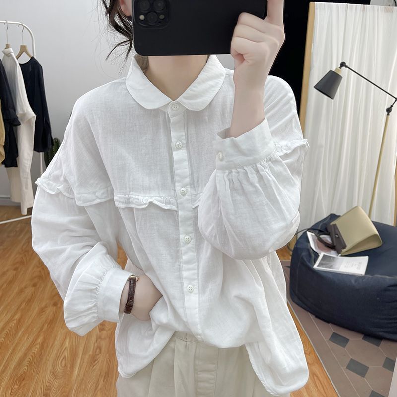 衬衫外套长袖大码宽松衬衣女装图片