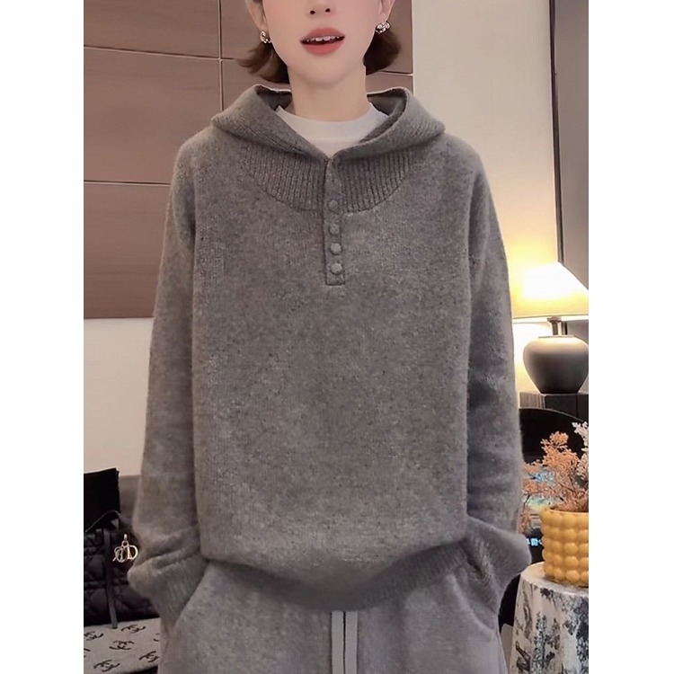 冬连帽针织衫毛衣女百搭长袖上衣