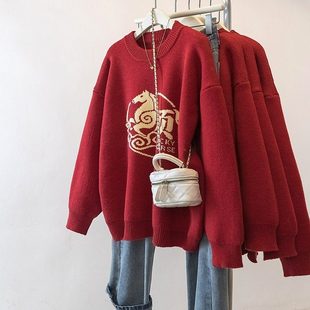 休闲长袖 针织衫 圆领上衣时尚 女胖mm2025秋冬新款 减龄毛衣 大码