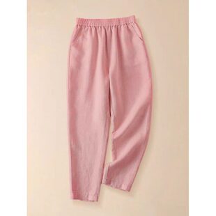 棉麻七分裤 薄款 休闲裤 高端胖mm大码 哈伦裤 2026春夏新款 小脚裤 女装